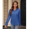 image:imagesiliteelon Womens Stain Shield Dress Shirts Wrinkle Free Long Sleeve Shirts Solid Work Business Button Down ShirtsInternational Klein Blue