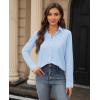 image:imagesiliteelon Womens Stain Shield Dress Shirts Wrinkle Free Long Sleeve Shirts Solid Work Business Button Down ShirtsLight Blue