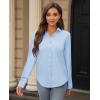image:imagesiliteelon Womens Stain Shield Dress Shirts Wrinkle Free Long Sleeve Shirts Solid Work Business Button Down ShirtsLight Blue