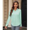 image:imagesiliteelon Womens Stain Shield Dress Shirts Wrinkle Free Long Sleeve Shirts Solid Work Business Button Down ShirtsLight Green