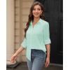 image:imagesiliteelon Womens Stain Shield Dress Shirts Wrinkle Free Long Sleeve Shirts Solid Work Business Button Down ShirtsLight Green