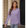 image:imagesiliteelon Womens Stain Shield Dress Shirts Wrinkle Free Long Sleeve Shirts Solid Work Business Button Down ShirtsLight Purple