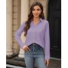 image:imagesiliteelon Womens Stain Shield Dress Shirts Wrinkle Free Long Sleeve Shirts Solid Work Business Button Down ShirtsLight Purple