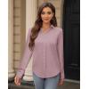 image:imagesiliteelon Womens Stain Shield Dress Shirts Wrinkle Free Long Sleeve Shirts Solid Work Business Button Down ShirtsLotus Pink