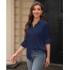 image:imagesiliteelon Womens Stain Shield Dress Shirts Wrinkle Free Long Sleeve Shirts Solid Work Business Button Down ShirtsNavy Blue