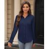 image:imagesiliteelon Womens Stain Shield Dress Shirts Wrinkle Free Long Sleeve Shirts Solid Work Business Button Down ShirtsNavy Blue