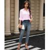image:imagesiliteelon Womens Stain Shield Dress Shirts Wrinkle Free Long Sleeve Shirts Solid Work Business Button Down ShirtsPink