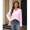 image:imagesiliteelon Womens Stain Shield Dress Shirts Wrinkle Free Long Sleeve Shirts Solid Work Business Button Down ShirtsPink