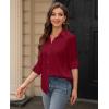 image:imagesiliteelon Womens Stain Shield Dress Shirts Wrinkle Free Long Sleeve Shirts Solid Work Business Button Down ShirtsRed