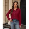 image:imagesiliteelon Womens Stain Shield Dress Shirts Wrinkle Free Long Sleeve Shirts Solid Work Business Button Down ShirtsRed