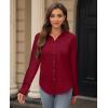 image:imagesiliteelon Womens Stain Shield Dress Shirts Wrinkle Free Long Sleeve Shirts Solid Work Business Button Down ShirtsRed