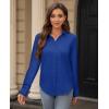 image:imagesiliteelon Womens Stain Shield Dress Shirts Wrinkle Free Long Sleeve Shirts Solid Work Business Button Down ShirtsRoyal Blue