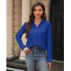 image:imagesiliteelon Womens Stain Shield Dress Shirts Wrinkle Free Long Sleeve Shirts Solid Work Business Button Down ShirtsRoyal Blue