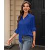 image:imagesiliteelon Womens Stain Shield Dress Shirts Wrinkle Free Long Sleeve Shirts Solid Work Business Button Down ShirtsRoyal Blue