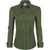 image:imagesiliteelon Womens ClassicFit Dress Shirts Long Sleeve Button Down WrinkleFree Stretch Solid Casual Work Office Blouse TopOlive Green