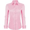 image:imagesiliteelon Womens ClassicFit Dress Shirts Long Sleeve Button Down WrinkleFree Stretch Solid Casual Work Office Blouse TopPink