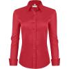 image:imagesiliteelon Womens ClassicFit Dress Shirts Long Sleeve Button Down WrinkleFree Stretch Solid Casual Work Office Blouse TopRed