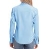 image:imagesiliteelon Womens ClassicFit Dress Shirts Long Sleeve Button Down WrinkleFree Stretch Solid Casual Work Office Blouse TopBaby Blue