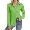 image:imagesiliteelon Womens ClassicFit Dress Shirts Long Sleeve Button Down WrinkleFree Stretch Solid Casual Work Office Blouse TopBaby Green