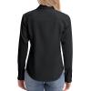 image:imagesiliteelon Womens ClassicFit Dress Shirts Long Sleeve Button Down WrinkleFree Stretch Solid Casual Work Office Blouse TopBlack