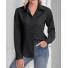 image:imagesiliteelon Womens ClassicFit Dress Shirts Long Sleeve Button Down WrinkleFree Stretch Solid Casual Work Office Blouse TopBlack