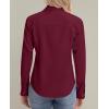 image:imagesiliteelon Womens ClassicFit Dress Shirts Long Sleeve Button Down WrinkleFree Stretch Solid Casual Work Office Blouse TopBurgundy