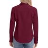 image:imagesiliteelon Womens ClassicFit Dress Shirts Long Sleeve Button Down WrinkleFree Stretch Solid Casual Work Office Blouse TopBurgundy