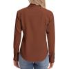 image:imagesiliteelon Womens ClassicFit Dress Shirts Long Sleeve Button Down WrinkleFree Stretch Solid Casual Work Office Blouse TopCaramel