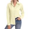 image:imagesiliteelon Womens ClassicFit Dress Shirts Long Sleeve Button Down WrinkleFree Stretch Solid Casual Work Office Blouse TopCream