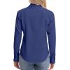 image:imagesiliteelon Womens ClassicFit Dress Shirts Long Sleeve Button Down WrinkleFree Stretch Solid Casual Work Office Blouse TopDark Blue