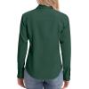 image:imagesiliteelon Womens ClassicFit Dress Shirts Long Sleeve Button Down WrinkleFree Stretch Solid Casual Work Office Blouse TopDark Green
