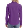 image:imagesiliteelon Womens ClassicFit Dress Shirts Long Sleeve Button Down WrinkleFree Stretch Solid Casual Work Office Blouse TopDeep Purple