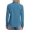image:imagesiliteelon Womens ClassicFit Dress Shirts Long Sleeve Button Down WrinkleFree Stretch Solid Casual Work Office Blouse TopDenim Blue