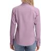 image:imagesiliteelon Womens ClassicFit Dress Shirts Long Sleeve Button Down WrinkleFree Stretch Solid Casual Work Office Blouse TopGrayish Purple
