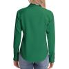 image:imagesiliteelon Womens ClassicFit Dress Shirts Long Sleeve Button Down WrinkleFree Stretch Solid Casual Work Office Blouse TopGreen