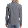 image:imagesiliteelon Womens ClassicFit Dress Shirts Long Sleeve Button Down WrinkleFree Stretch Solid Casual Work Office Blouse TopGrey