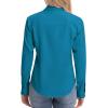 image:imagesiliteelon Womens ClassicFit Dress Shirts Long Sleeve Button Down WrinkleFree Stretch Solid Casual Work Office Blouse TopIndigo