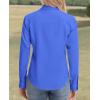 image:imagesiliteelon Womens ClassicFit Dress Shirts Long Sleeve Button Down WrinkleFree Stretch Solid Casual Work Office Blouse TopIndigo Blue