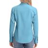 image:imagesiliteelon Womens ClassicFit Dress Shirts Long Sleeve Button Down WrinkleFree Stretch Solid Casual Work Office Blouse TopLake Blue