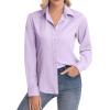 image:imagesiliteelon Womens ClassicFit Dress Shirts Long Sleeve Button Down WrinkleFree Stretch Solid Casual Work Office Blouse TopLavender