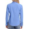 image:imagesiliteelon Womens ClassicFit Dress Shirts Long Sleeve Button Down WrinkleFree Stretch Solid Casual Work Office Blouse TopLight Blue