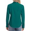 image:imagesiliteelon Womens ClassicFit Dress Shirts Long Sleeve Button Down WrinkleFree Stretch Solid Casual Work Office Blouse TopLight Dark Green