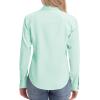 image:imagesiliteelon Womens ClassicFit Dress Shirts Long Sleeve Button Down WrinkleFree Stretch Solid Casual Work Office Blouse TopLight Green