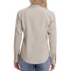 image:imagesiliteelon Womens ClassicFit Dress Shirts Long Sleeve Button Down WrinkleFree Stretch Solid Casual Work Office Blouse TopLight Khaki
