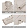 image:imagesiliteelon Womens ClassicFit Dress Shirts Long Sleeve Button Down WrinkleFree Stretch Solid Casual Work Office Blouse TopLight Khaki