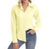 image:imagesiliteelon Womens ClassicFit Dress Shirts Long Sleeve Button Down WrinkleFree Stretch Solid Casual Work Office Blouse TopLight Yellow