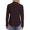 image:imagesiliteelon Womens ClassicFit Dress Shirts Long Sleeve Button Down WrinkleFree Stretch Solid Casual Work Office Blouse TopMaroon