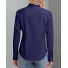 image:imagesiliteelon Womens ClassicFit Dress Shirts Long Sleeve Button Down WrinkleFree Stretch Solid Casual Work Office Blouse TopNavy Blue