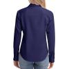 image:imagesiliteelon Womens ClassicFit Dress Shirts Long Sleeve Button Down WrinkleFree Stretch Solid Casual Work Office Blouse TopNavy Blue