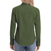image:imagesiliteelon Womens ClassicFit Dress Shirts Long Sleeve Button Down WrinkleFree Stretch Solid Casual Work Office Blouse TopOlive Green